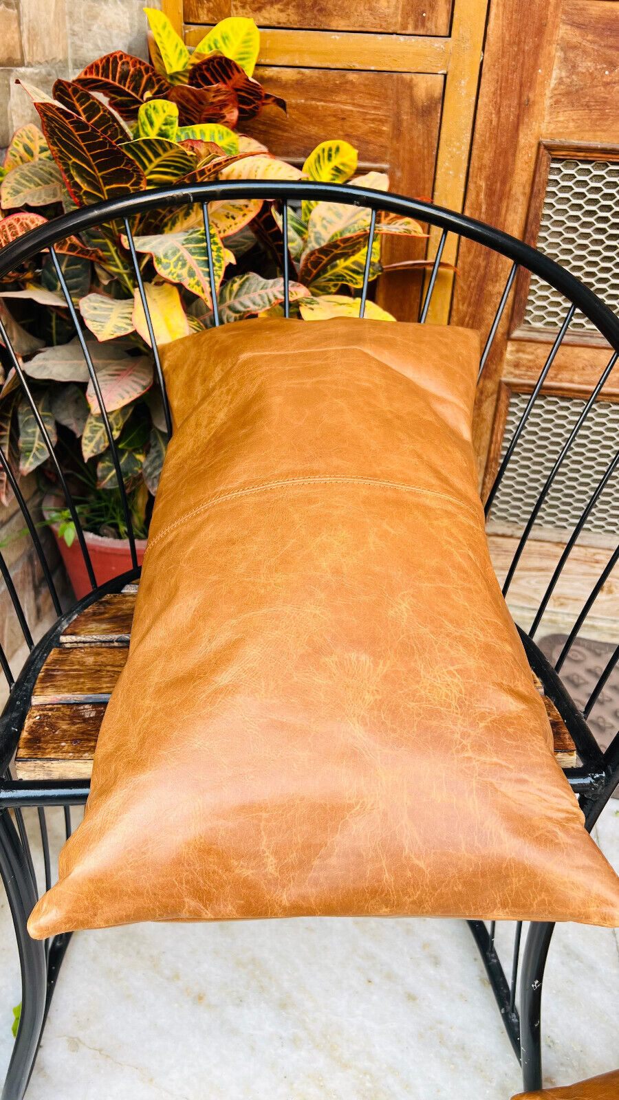 Real Big Leather Throw Pillow Covers, Set of 2 Brown Modern Couch Cushion covers 24Hr Smart